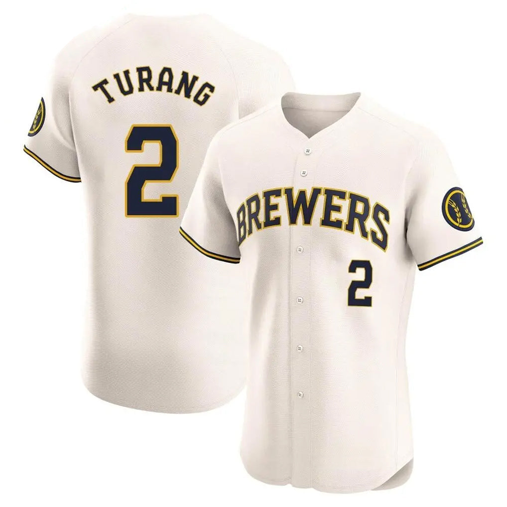 Ldoa M.Brewers #2 Brice Turang Player Cream Home Limited Elite Stitched Jerseys