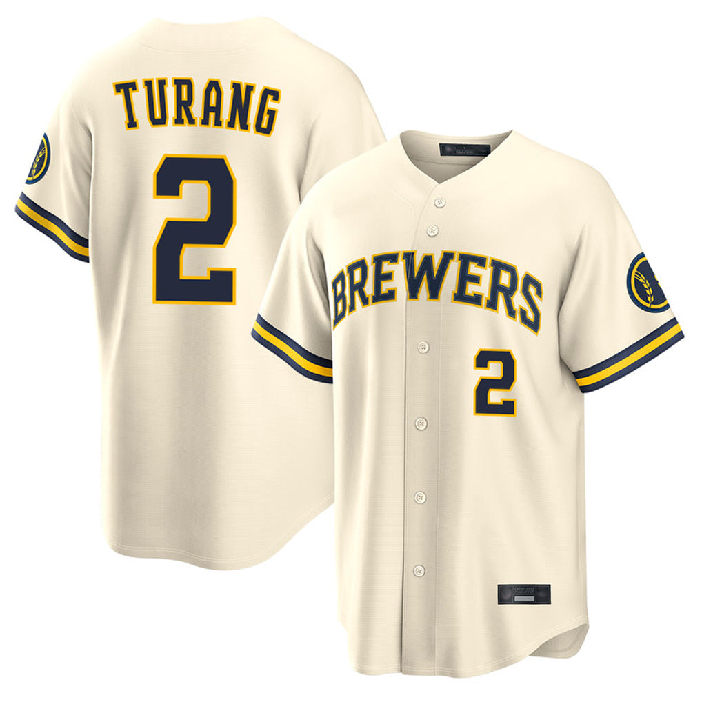 Ldoa M.Brewers #2 Brice Turang Player Cream Home Limited Stitched Jerseys