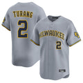 Ldoa M.Brewers #2 Brice Turang Player Gray Home Limited Stitched Jerseys