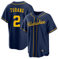 Ldoa M.Brewers #2 Brice Turang Player Navy Home Game Stitched Jerseys