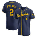 Ldoa M.Brewers #2 Brice Turang Player Navy Home Limited Elite Stitched Jerseys