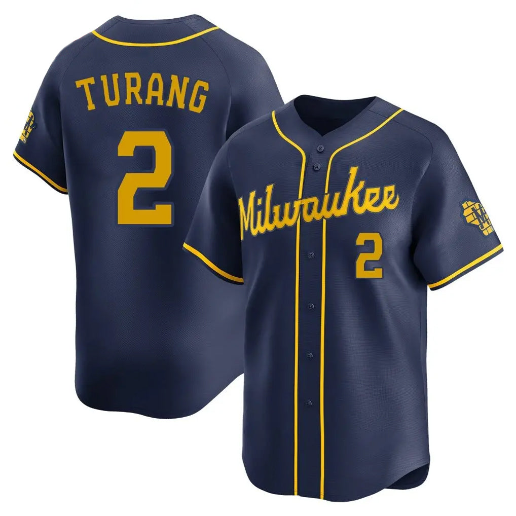 Ldoa M.Brewers #2 Brice Turang Player Navy Home Limited Stitched Jerseys