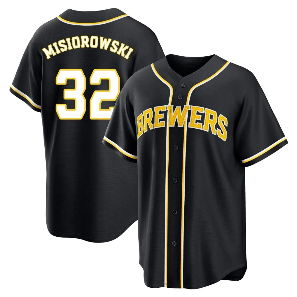 Ldoa M.Brewers #32 Jacob Misiorowski Player Black Fashion Out Home Game Stitched Jerseys