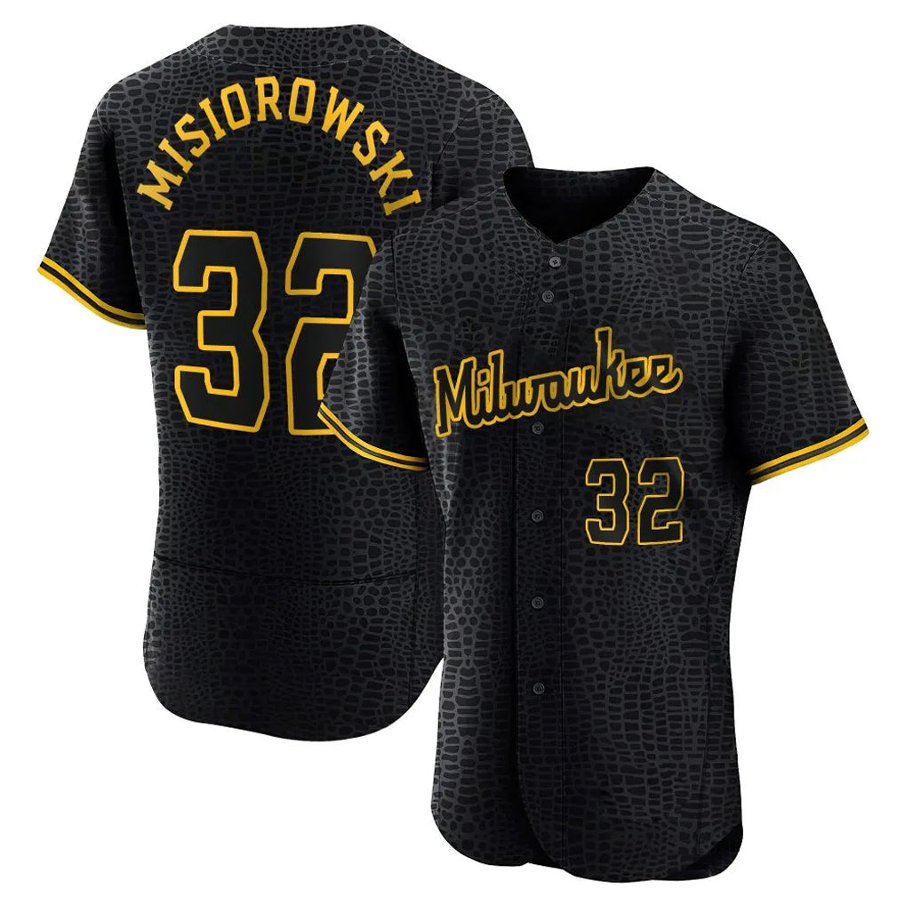 Ldoa M.Brewers #32 Jacob Misiorowski Player Black Snake Skin City Home Limited Elite Stitched Jerseys