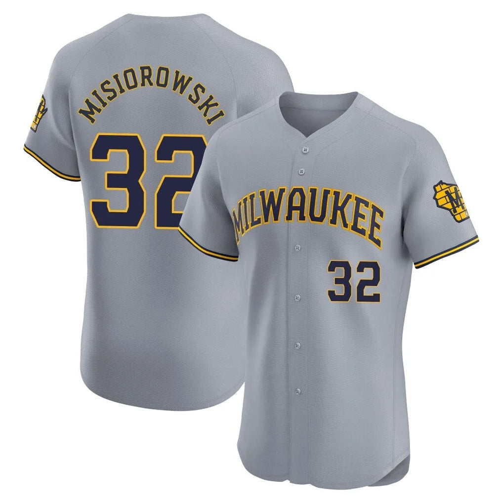 Ldoa M.Brewers #32 Jacob Misiorowski Player Gray Home Limited Elite Stitched Jerseys