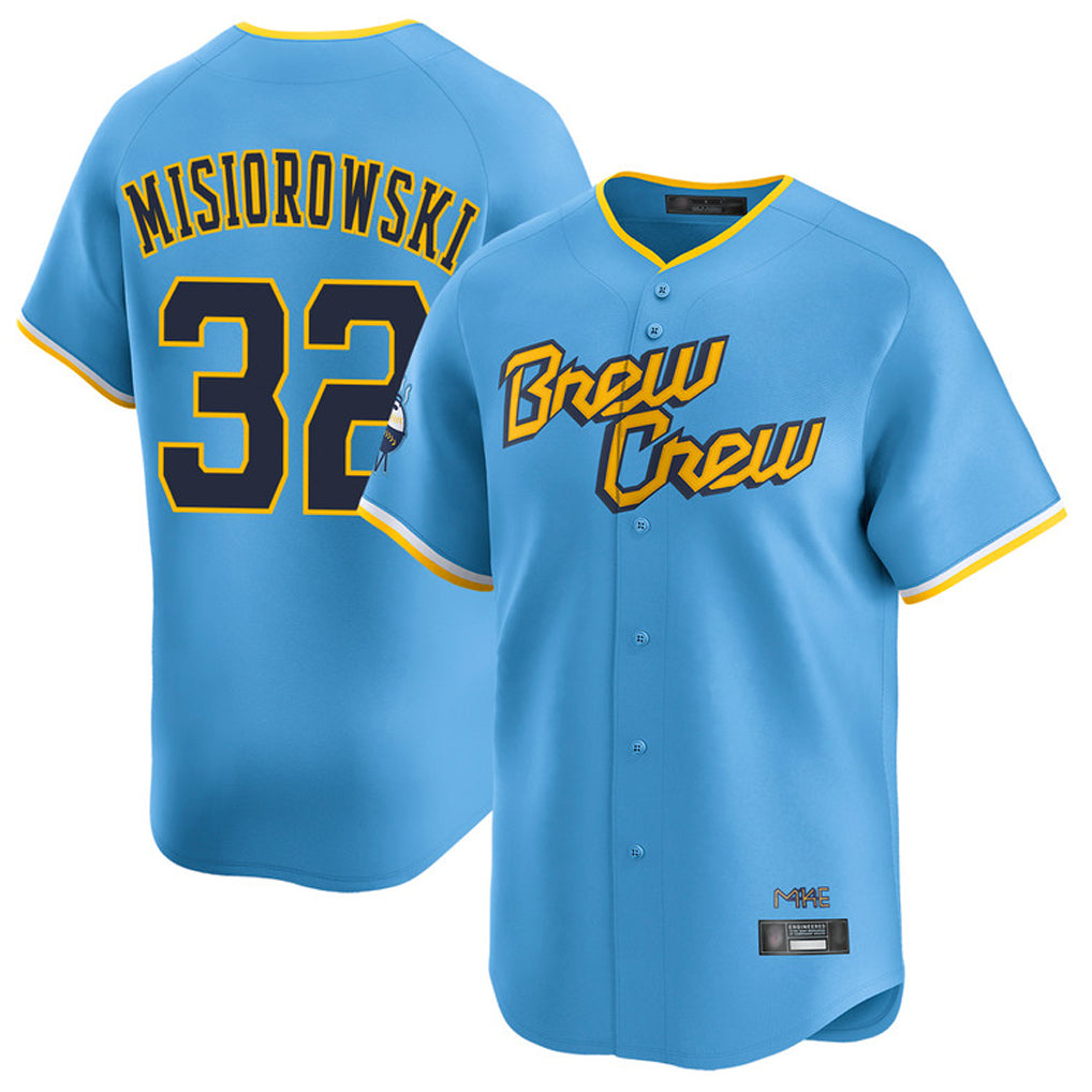 Ldoa M.Brewers #32 Jacob Misiorowski Player Light Blue City Connect Home Limited Stitched Jerseys