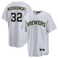 Ldoa M.Brewers #32 Jacob Misiorowski Player White Stripes Home Game Stitched Jerseys