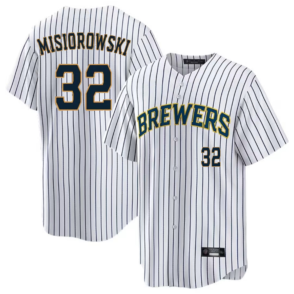 Ldoa M.Brewers #32 Jacob Misiorowski Player White Stripes Limited Game Home Stitched Jerseys