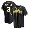 Ldoa M.Brewers #3 Joey Ortiz Player Black Fashion Out Home Game Stitched Jerseys