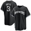 Ldoa M.Brewers #3 Joey Ortiz Player Black Game Home Stitched Jerseys