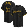 Ldoa M.Brewers #3 Joey Ortiz Player Black Snake Skin City Home Game Stitched Jerseys