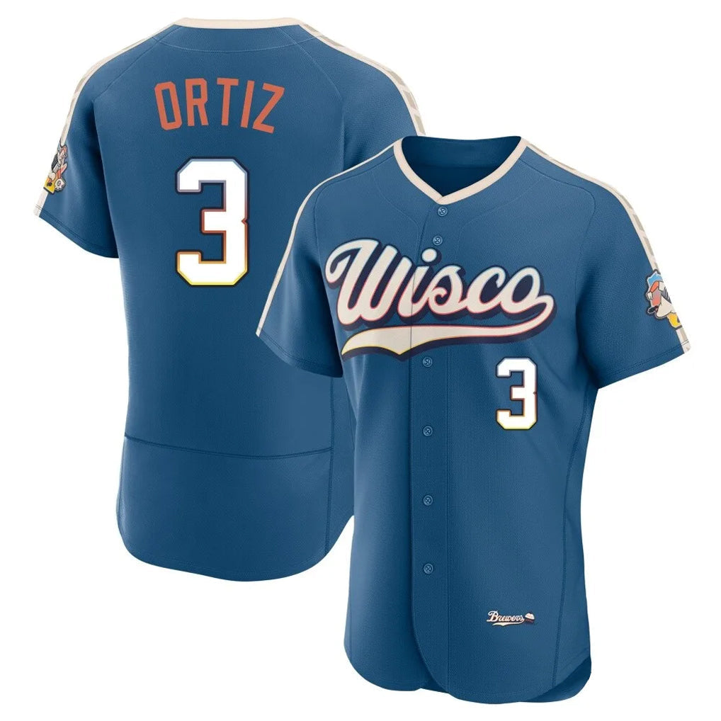 Ldoa M.Brewers #3 Joey Ortiz Player Blue 2026 City Connect Home Limited Elite Stitched Jerseys