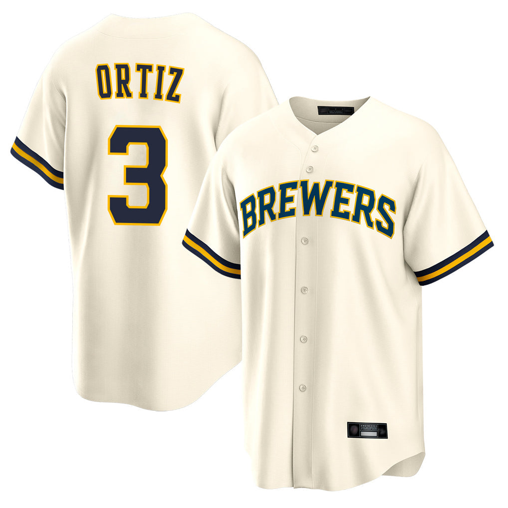 Ldoa M.Brewers #3 Joey Ortiz Player Cream Home Game Stitched Jerseys