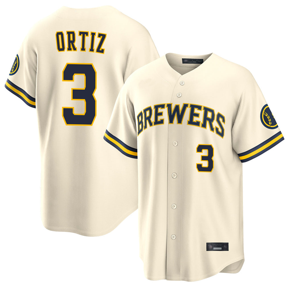 Ldoa M.Brewers #3 Joey Ortiz Player Cream Home Limited Stitched Jerseys