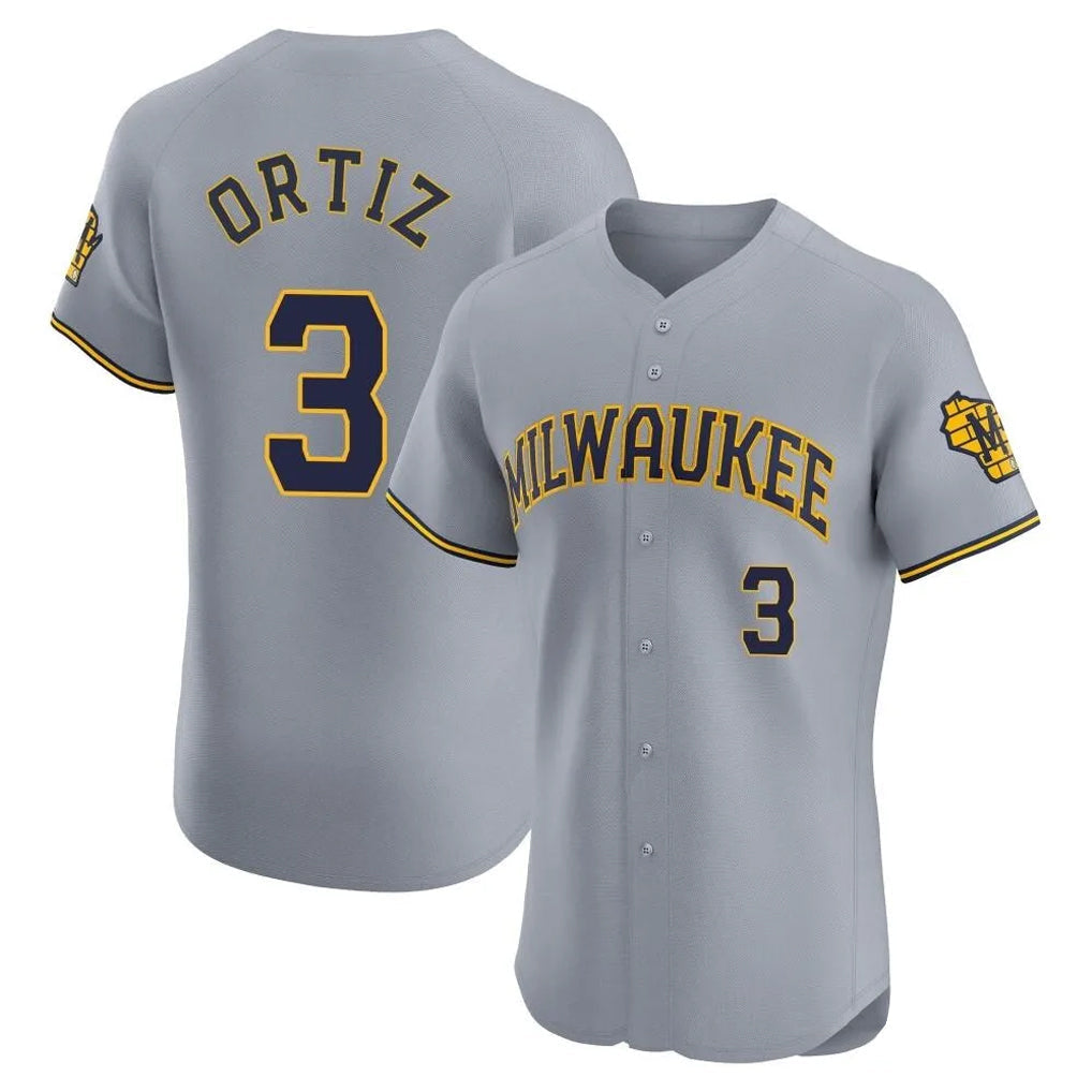 Ldoa M.Brewers #3 Joey Ortiz Player Gray Home Limited Elite Stitched Jerseys