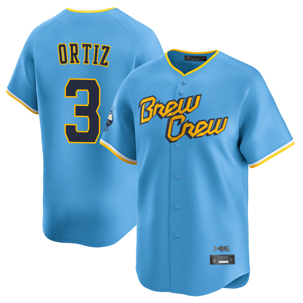 Ldoa M.Brewers #3 Joey Ortiz Player Light Blue City Connect Home Limited Stitched Jerseys