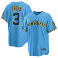 Ldoa M.Brewers #3 Joey Ortiz Player Light Blue Road Stadium Game Stitched Jerseys