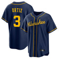 Ldoa M.Brewers #3 Joey Ortiz Player Navy Home Game Stitched Jerseys