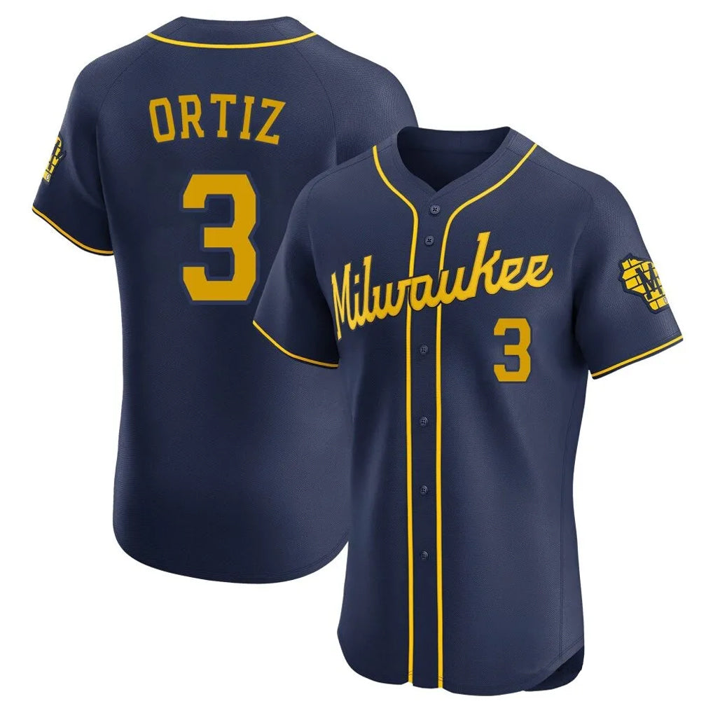 Ldoa M.Brewers #3 Joey Ortiz Player Navy Home Limited Elite Stitched Jerseys
