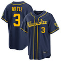 Ldoa M.Brewers #3 Joey Ortiz Player Navy Home Stadium Game Stitched Jerseys