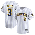 Ldoa M.Brewers #3 Joey Ortiz Player White Stripes Home Limited Game Stitched Jerseys