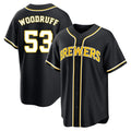 Ldoa M.Brewers #53 Brandon Woodruff Player Black Fashion Out Home Game Stitched Jerseys