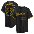 Ldoa M.Brewers #53 Brandon Woodruff Player Black Snake Skin City Home Game Stitched Jerseys