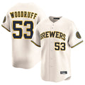 Ldoa M.Brewers #53 Brandon Woodruff Player Cream Home Limited Game Stitched Jerseys