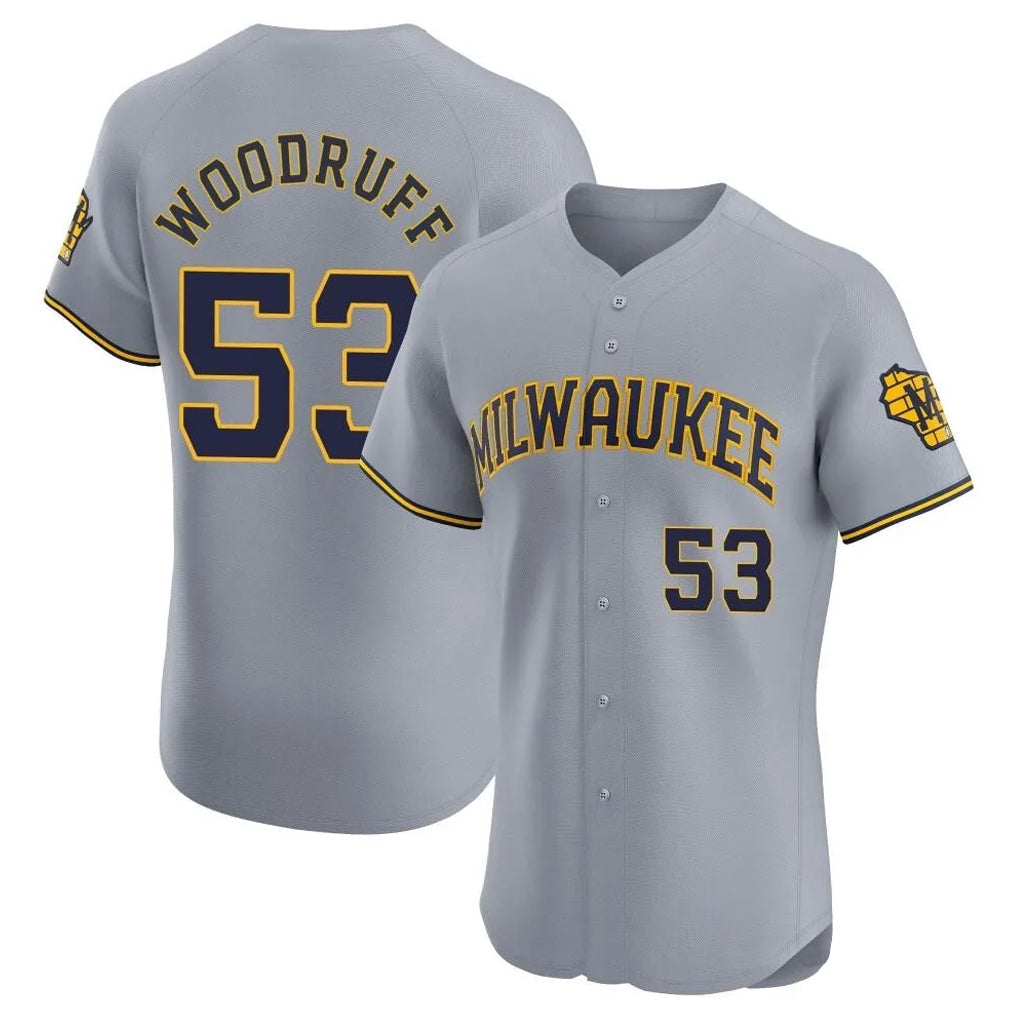 Ldoa M.Brewers #53 Brandon Woodruff Player Gray Home Limited Elite Stitched Jerseys