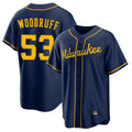 Ldoa M.Brewers #53 Brandon Woodruff Player Navy Home Game Stitched Jerseys