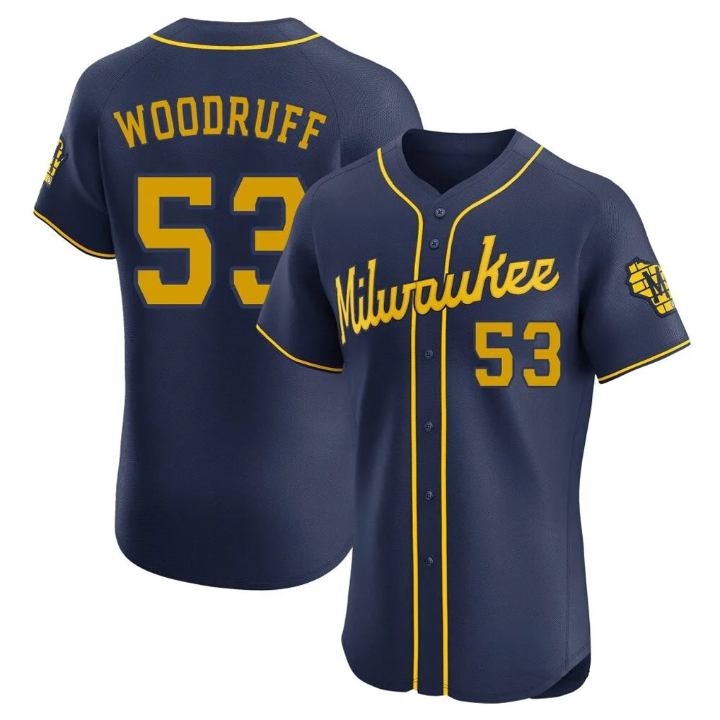 Ldoa M.Brewers #53 Brandon Woodruff Player Navy Home Limited Elite Stitched Jerseys