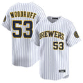 Ldoa M.Brewers #53 Brandon Woodruff Player White Stripes Home Limited Stitched Jerseys
