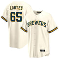 Ldoa M.Brewers #65 Nestor Cortes Player Cream Home Game Stitched Jerseys