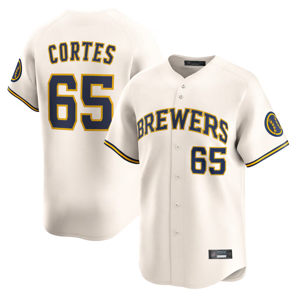 Ldoa M.Brewers #65 Nestor Cortes Player Cream Home Limited Game Stitched Jerseys