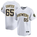 Ldoa M.Brewers #65 Nestor Cortes Player White Stripes Home Limited Game Stitched Jerseys