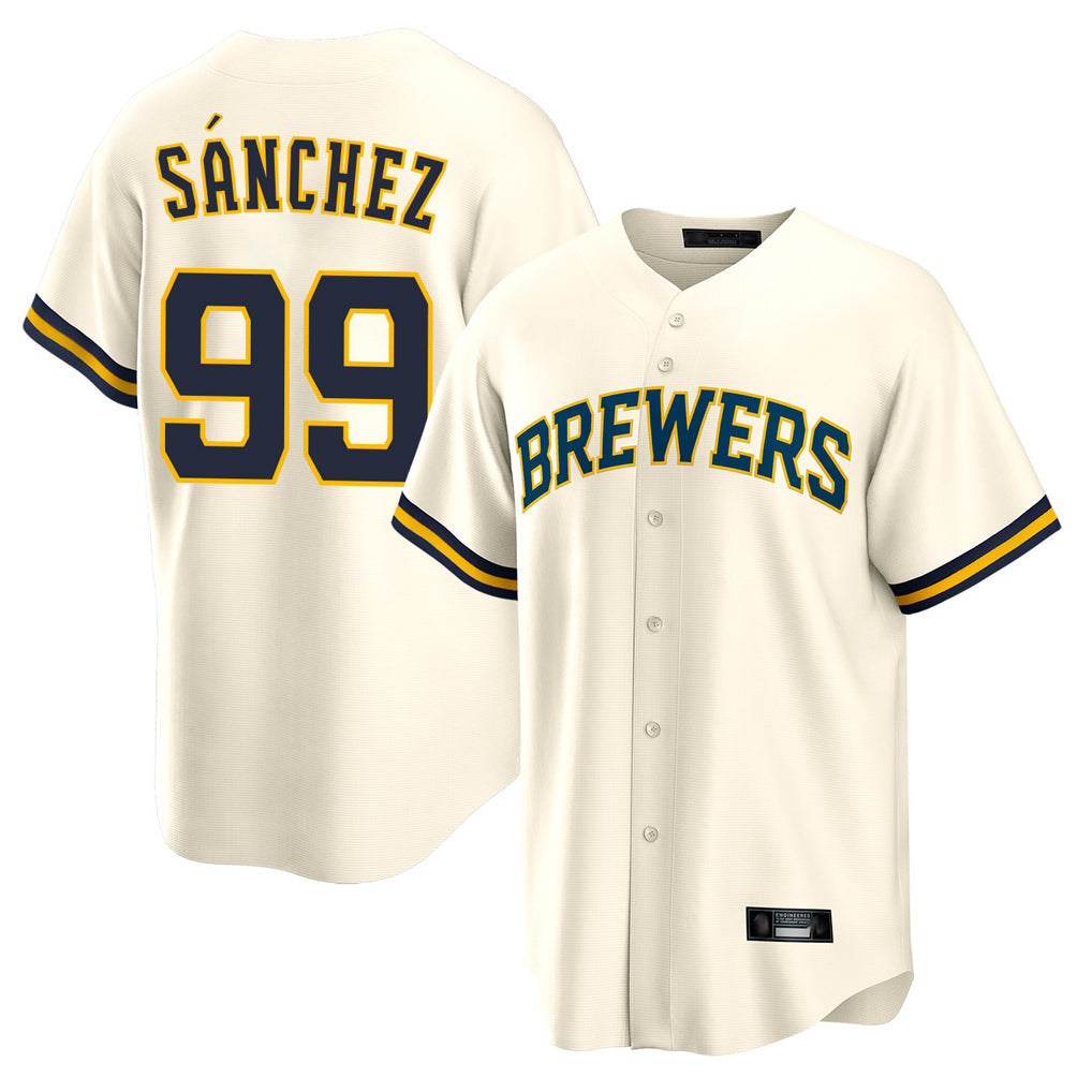 Ldoa M.Brewers #99 Gary Sanchez Player Cream Home Game Stitched Jerseys