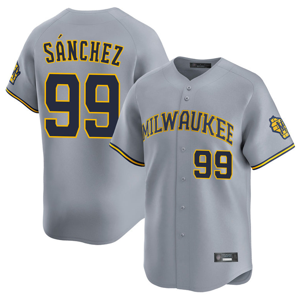 Ldoa M.Brewers #99 Gary Sanchez Player Gray Home Limited Stitched Jerseys