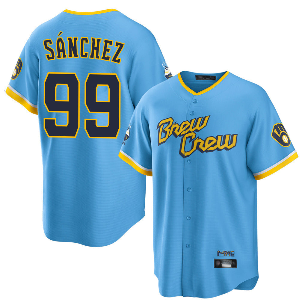 Ldoa M.Brewers #99 Gary Sanchez Player Light Blue City Connect Home Game Stitched Jerseys
