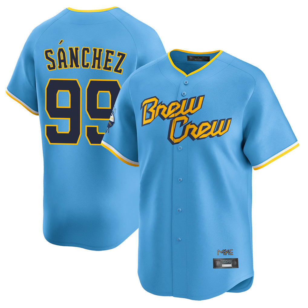 Ldoa M.Brewers #99 Gary Sanchez Player Light Blue City Connect Home Limited Stitched Jerseys