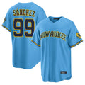 Ldoa M.Brewers #99 Gary Sanchez Player Light Blue Road Stadium Game Stitched Jerseys