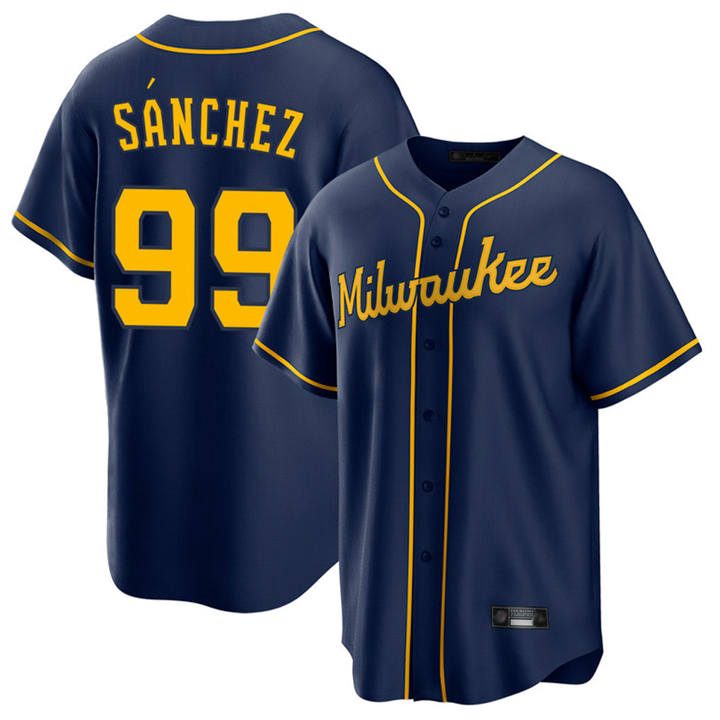 Ldoa M.Brewers #99 Gary Sanchez Player Navy Home Game Stitched Jerseys