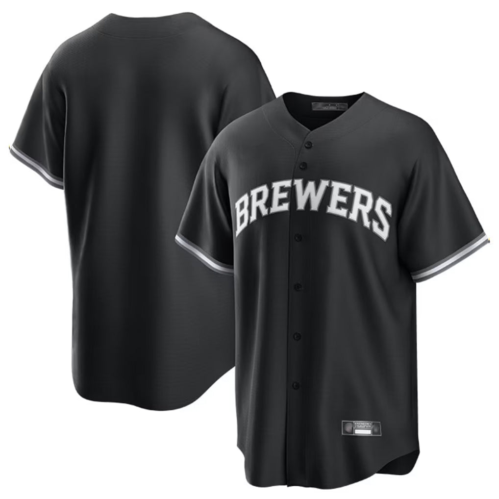 Ldoa M.Brewers Blank Player Black Game Home Stitched Jerseys