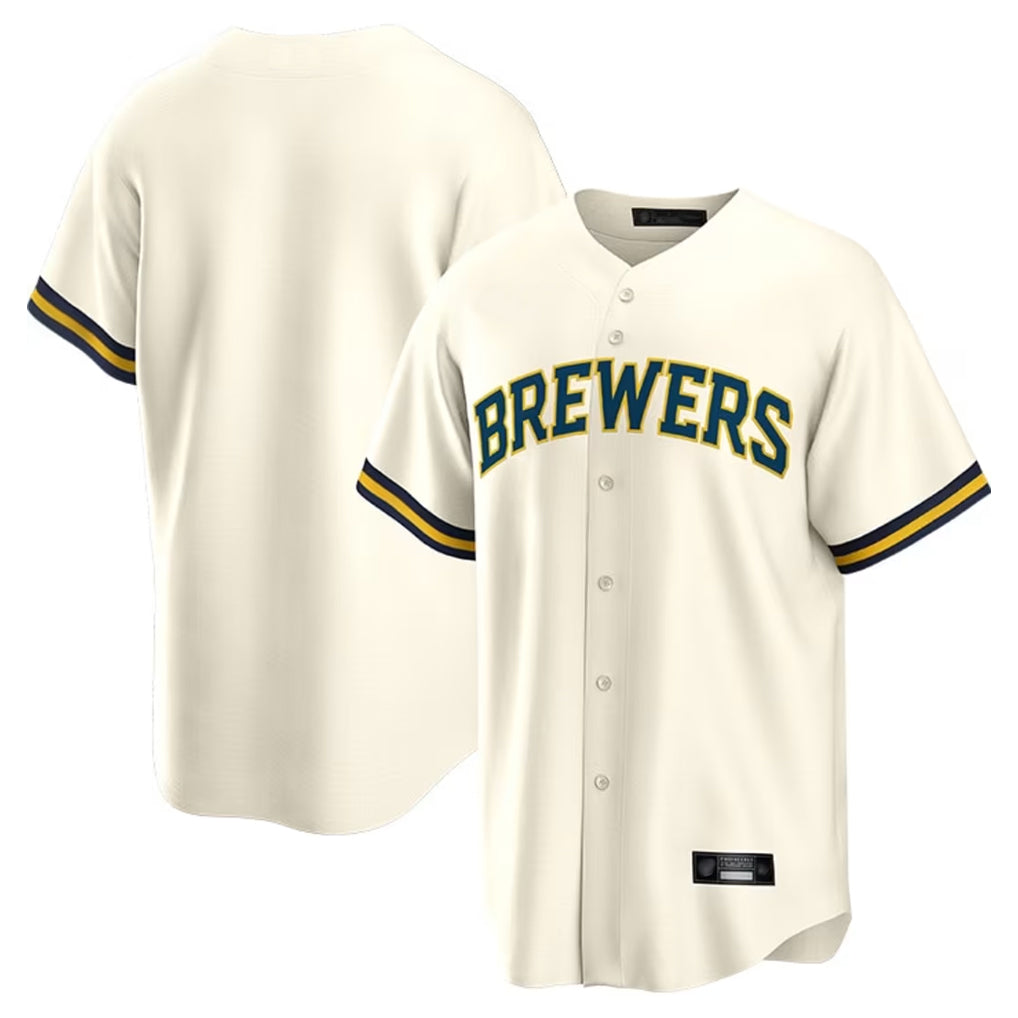 Ldoa M.Brewers Blank Player Cream Home Game Stitched Jerseys
