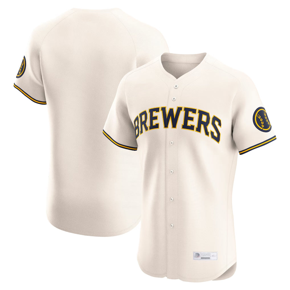 Ldoa M.Brewers Blank Player Cream Home Limited Elite Stitched Jerseys