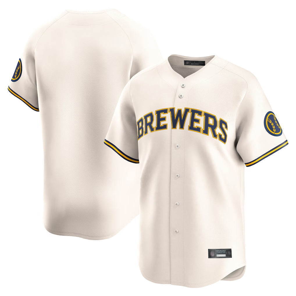 Ldoa M.Brewers Blank Player Cream Home Limited Game Stitched Jerseys