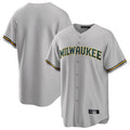 Ldoa M.Brewers Blank Player Gray Home Game Stitched Jerseys