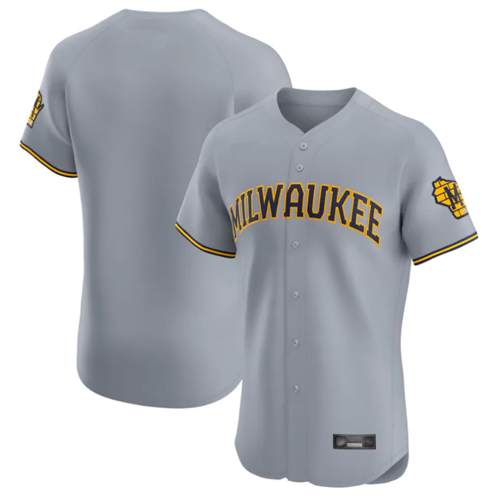 Ldoa M.Brewers Blank Player Gray Home Limited Elite Stitched Jerseys