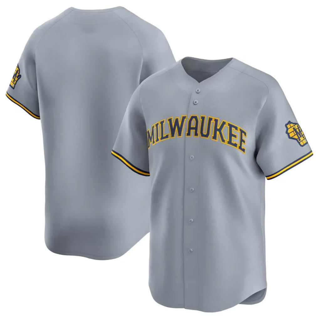 Ldoa M.Brewers Blank Player Gray Home Limited Stitched Jerseys