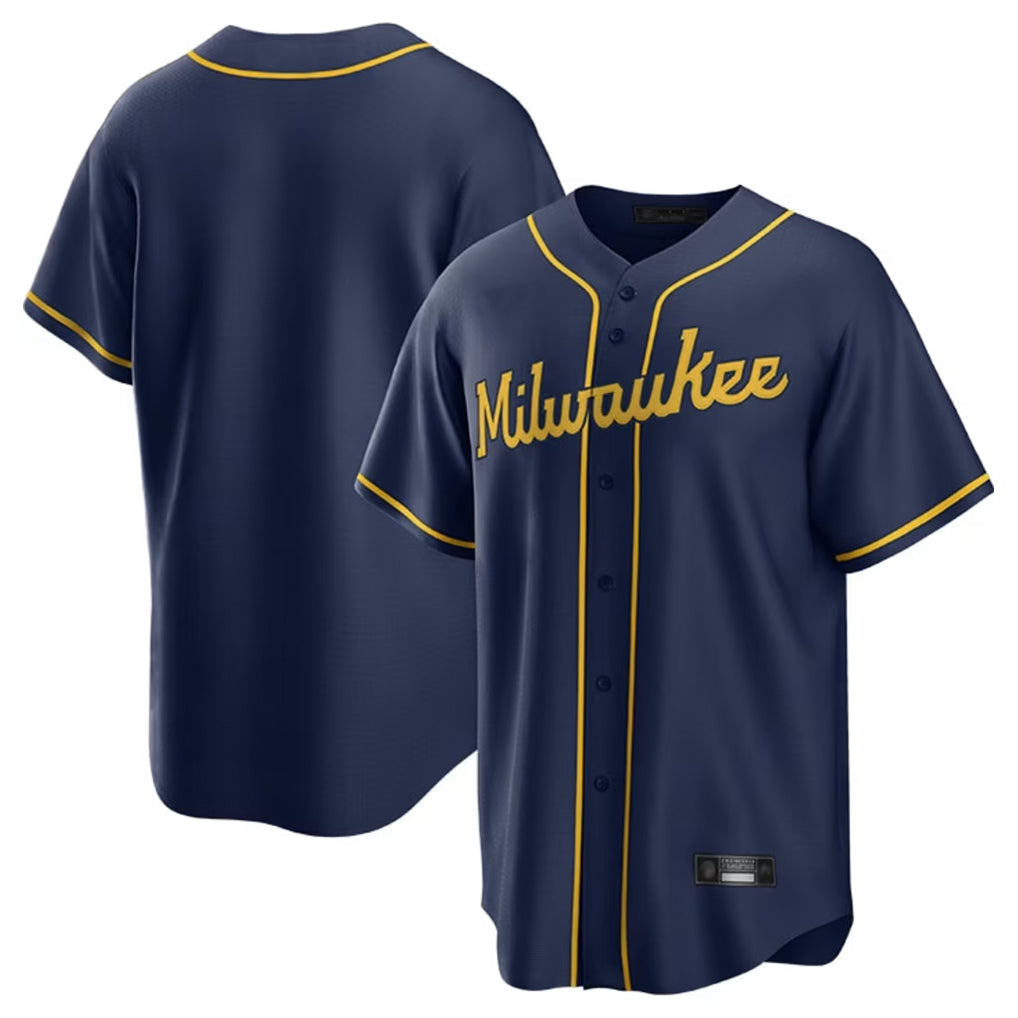 Ldoa M.Brewers Blank Player Navy Home Game Stitched Jerseys