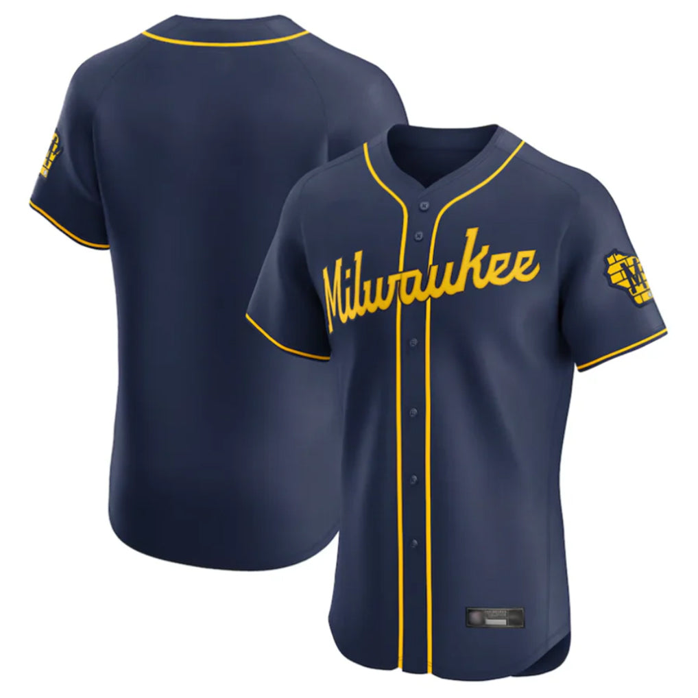Ldoa M.Brewers Blank Player Navy Home Limited Elite Stitched Jerseys